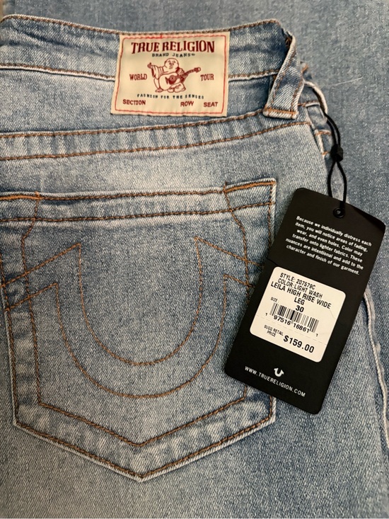 True Religion Denim - True Religion Leila High Rise Wide Leg Jeans Light Wash Size 30 NWT